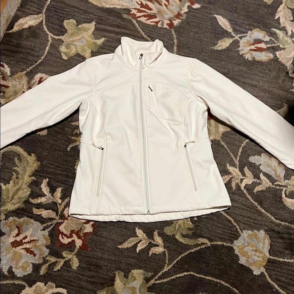 The North Face White Ski & Snow Jacket with Long Sleeves and Stand-Up Collar